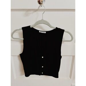 Reformation Black Cropped Button-Front Tank